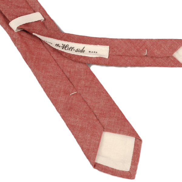 The Hillside Pointed Tie Selvedge Chambray Red The Hillside Pointed Tie Selvedge Chambray Red