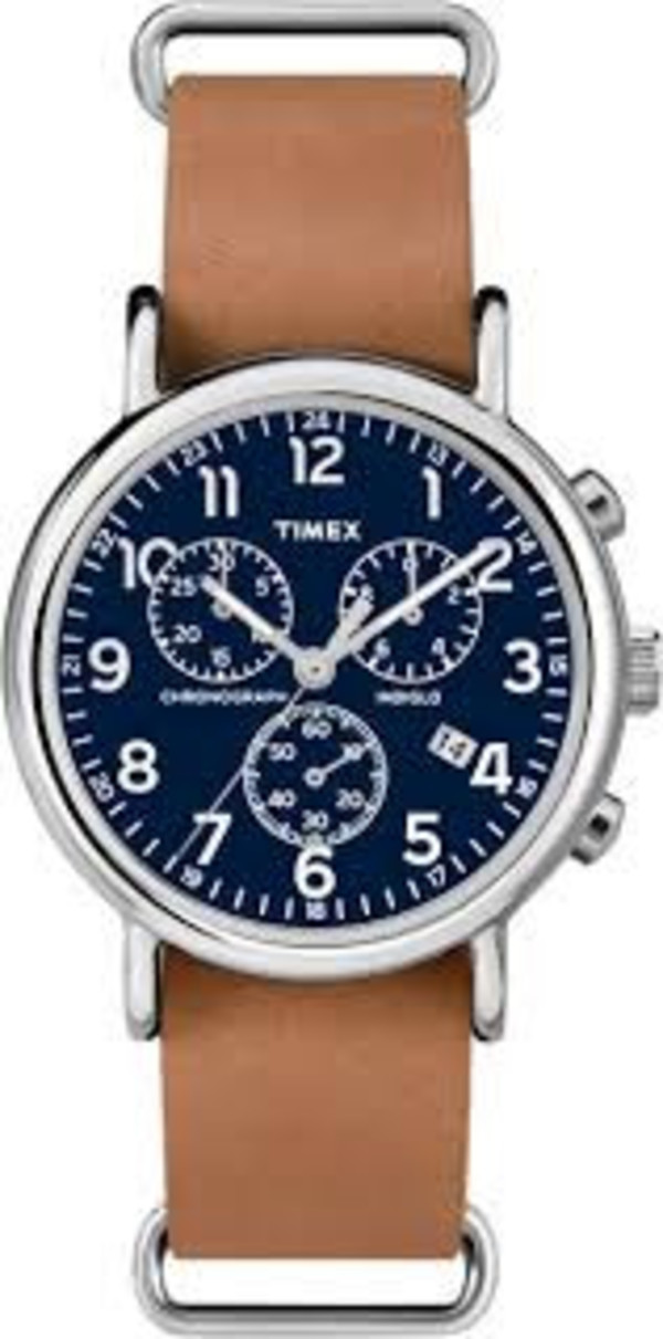 Timex Weekender Chrono Blue Dial Tan Strap Timex Weekender Chrono Blue Dial Tan Strap