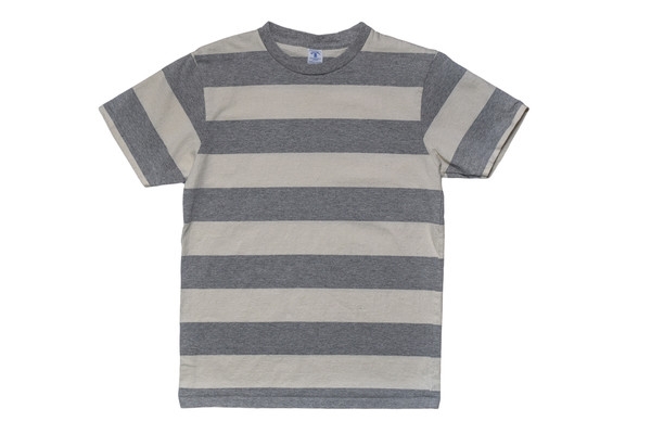Velva Sheen Oat Heather Grey Stripe Tee Velva Sheen Oat Heather Grey Stripe Tee