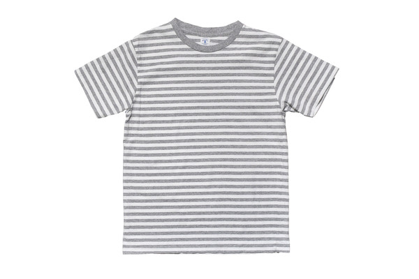 Velva Sheen White Heather Grey Stripe Tee Velva Sheen White Heather Grey Stripe Tee