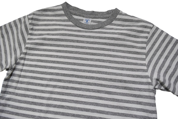 Velva Sheen White Heather Grey Stripe Tee Velva Sheen White Heather Grey Stripe Tee