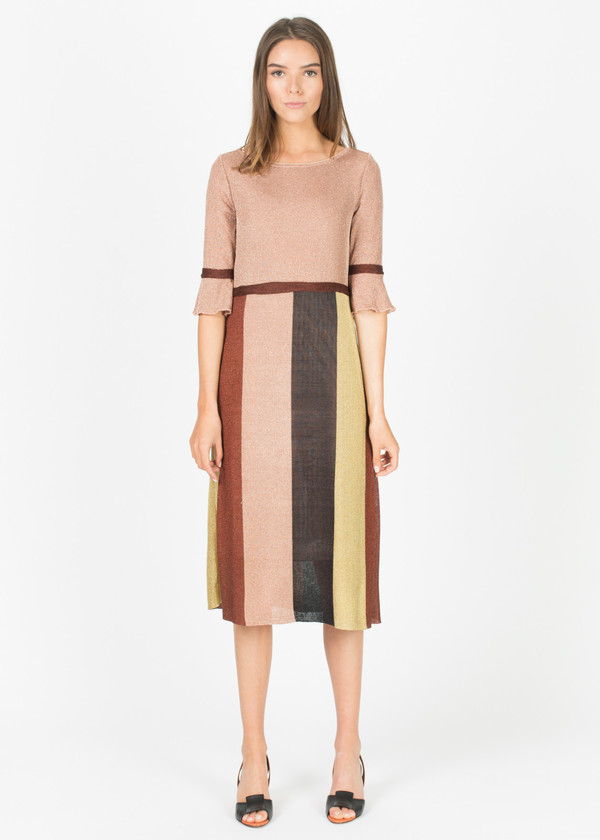 Siyu Lurex Elbow-Sleeve Dress Siyu Lurex Elbow-Sleeve Dress