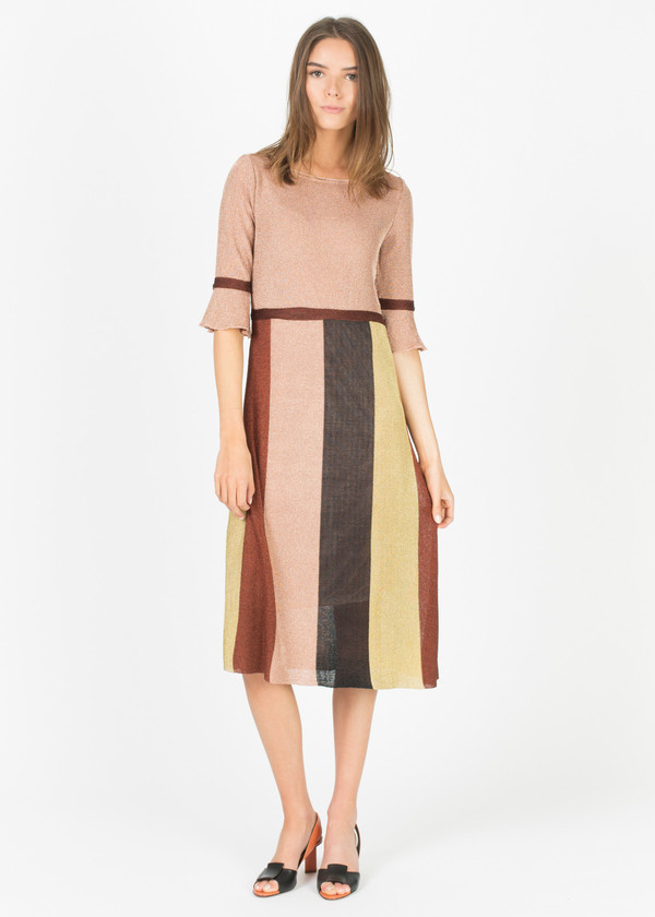Siyu Lurex Elbow-Sleeve Dress Siyu Lurex Elbow-Sleeve Dress