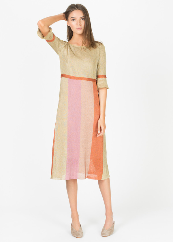 Siyu Lurex Elbow-Sleeve Dress Siyu Lurex Elbow-Sleeve Dress