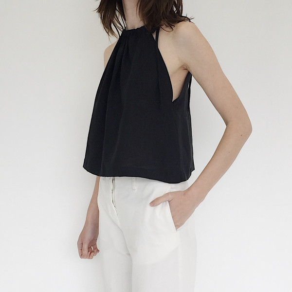 LLOYD Black Linen Tie Tank LLOYD Black Linen Tie Tank