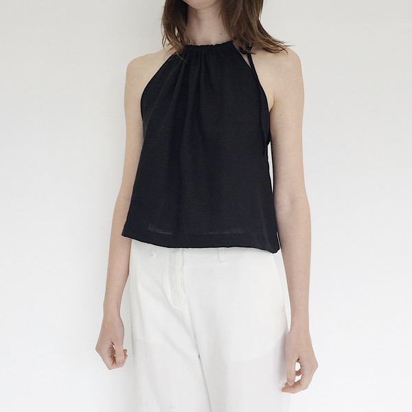 LLOYD Black Linen Tie Tank LLOYD Black Linen Tie Tank