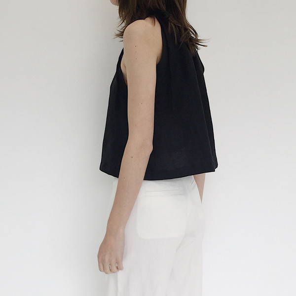 LLOYD Black Linen Tie Tank LLOYD Black Linen Tie Tank