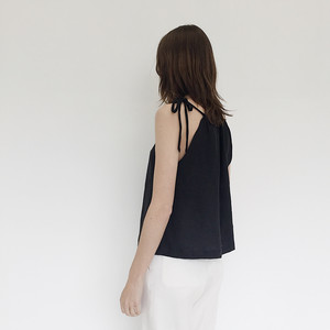 LLOYD Black Linen Tie Tank LLOYD Black Linen Tie Tank