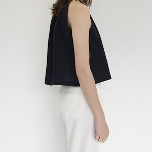 LLOYD Black Linen Tie Tank LLOYD Black Linen Tie Tank