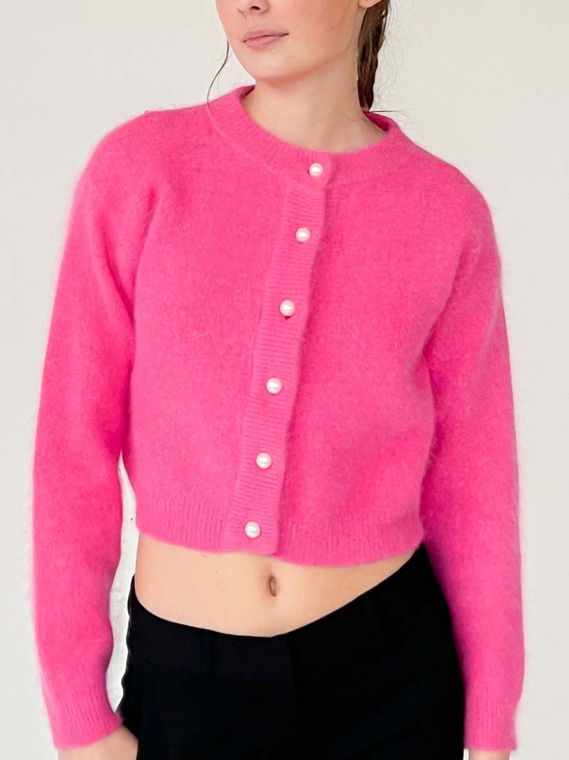 Vintage Angora Cropped Sweater Pink