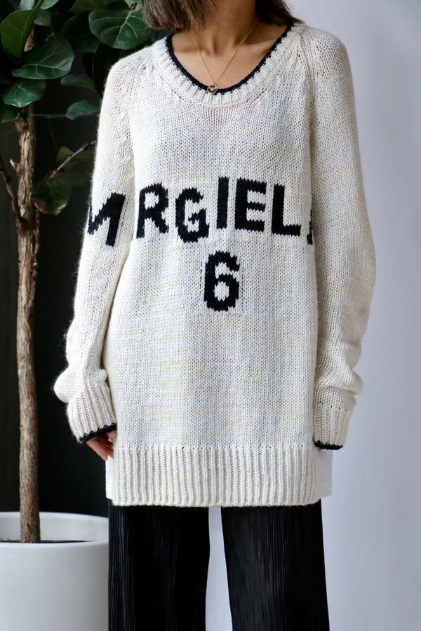 MM6 Maison Margiela Logo Sweater - Black/White | Garmentory
