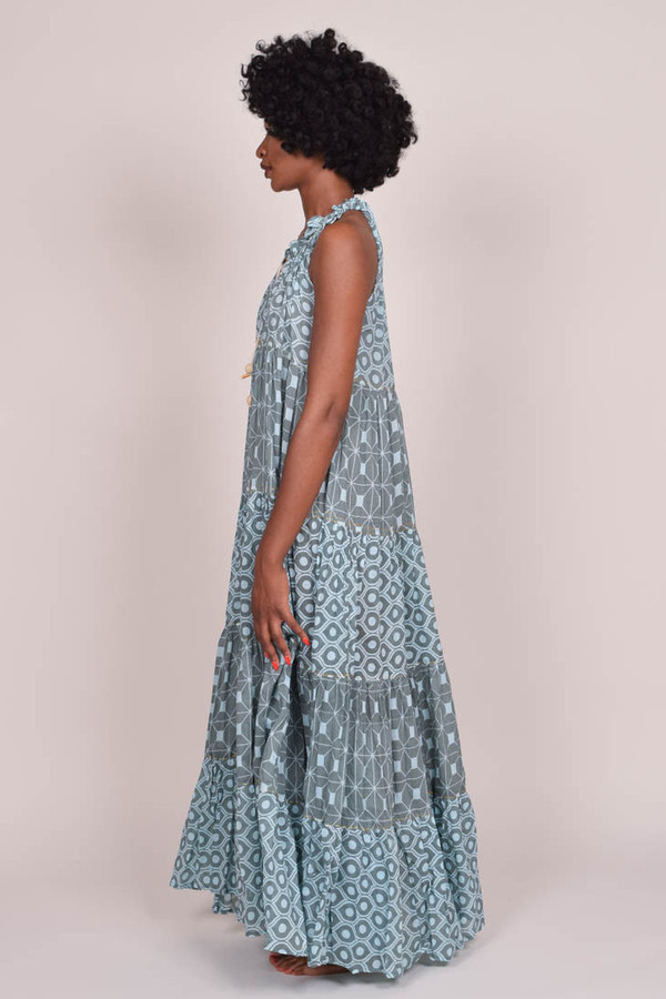 Yvonne S Sleeveless Maxi Hippy Dress - Blue Yvonne S Sleeveless Maxi Hippy Dress - Blue