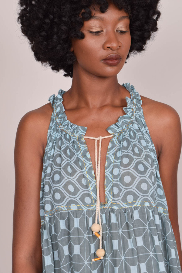 Yvonne S Sleeveless Maxi Hippy Dress - Blue Yvonne S Sleeveless Maxi Hippy Dress - Blue