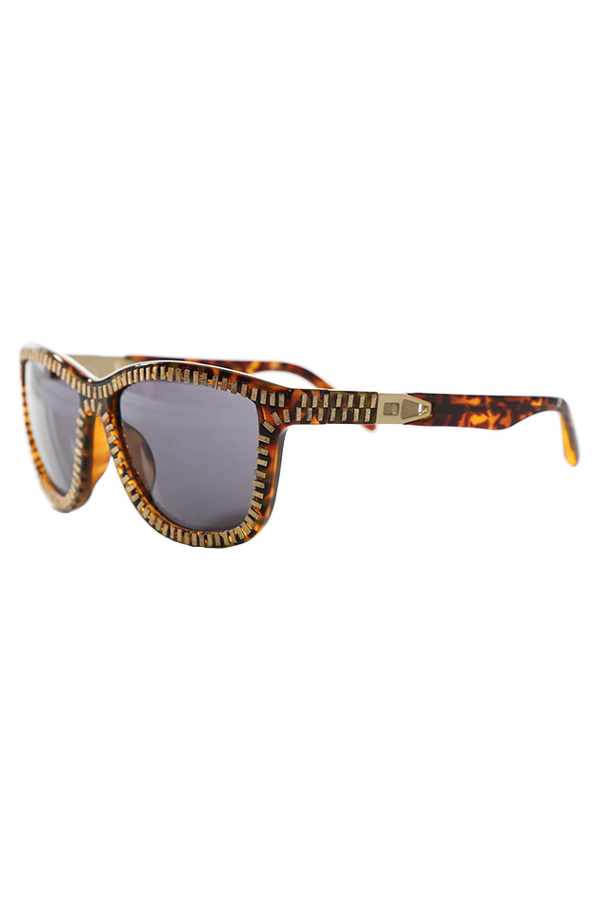 Linda Farrow Alexander Wang Tortoise Sunglasses Linda Farrow x Alexander Wang Brown Zipper Motif Sunglasses  main image 3