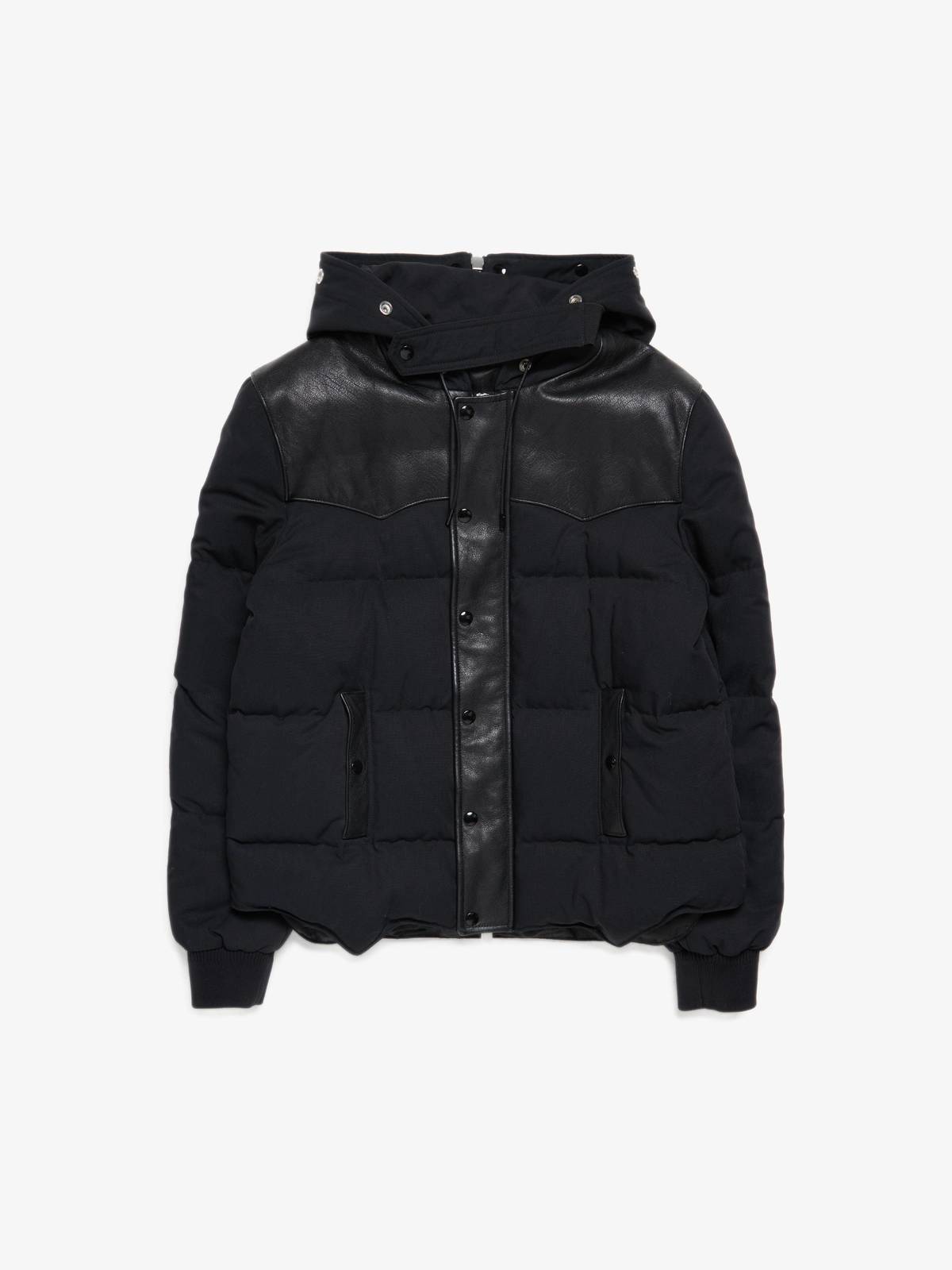 Pre-Loved] Saint Laurent Paris M Leather Inserts Hood Zipped