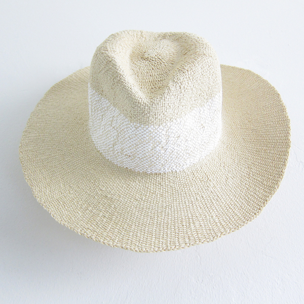 Hat Attack Wide Stripe Fedora - Natural/White Hat Attack Wide Stripe Fedora - Natural/White