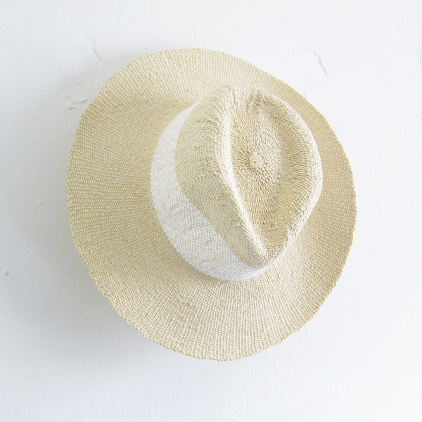 Hat Attack Wide Stripe Fedora - Natural/White Hat Attack Wide Stripe Fedora - Natural/White