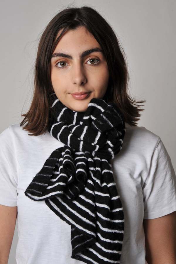 Botto Giuseppe Small Striped Scarf - Black/White