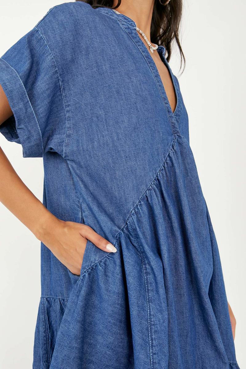 Free People Agnes Denim Dress - Shady Sea | Garmentory