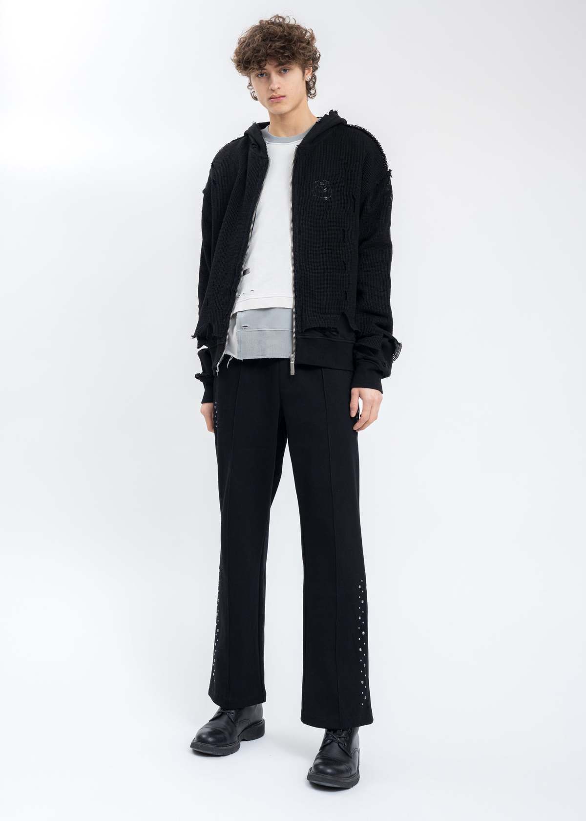 C2H4 Asteroid Rivet Zippered Sweatpants - black - Image 2 of 8