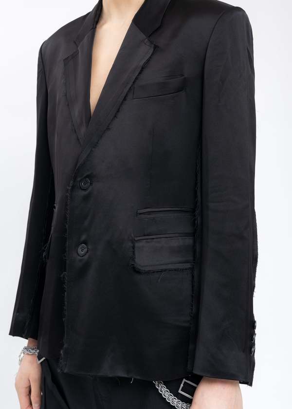 C2H4 Inside-out Panelled Smoke Tailored Jacket - Black | Garmentory 
