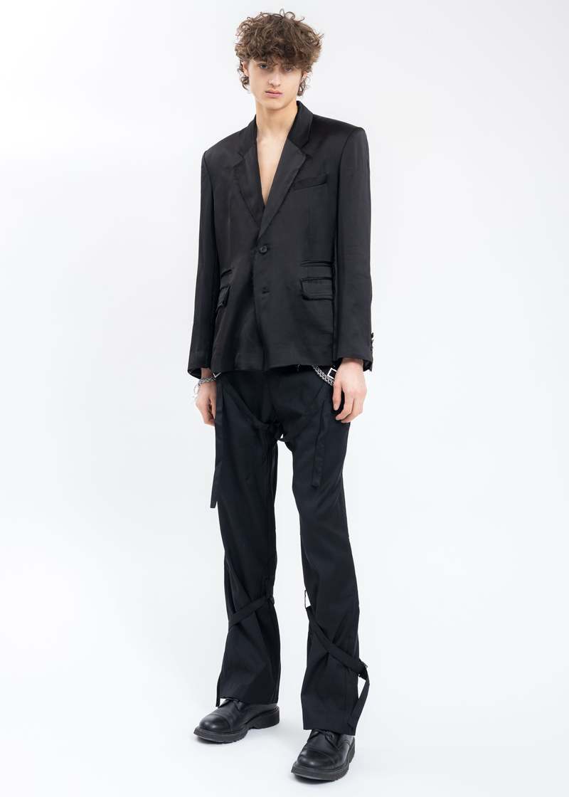 C2H4 Inside-out Panelled Smoke Tailored Jacket - Black | Garmentory 