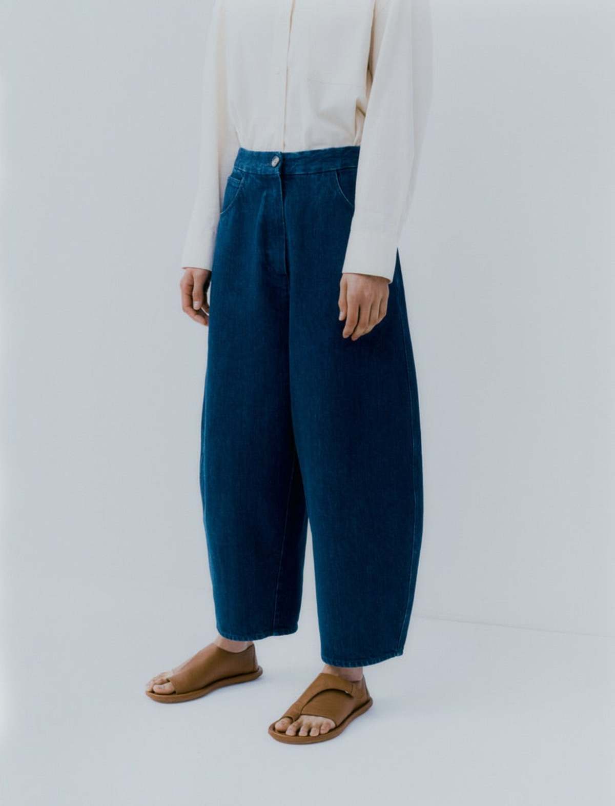 Cordera Curved Leg Pants - Denim | Garmentory