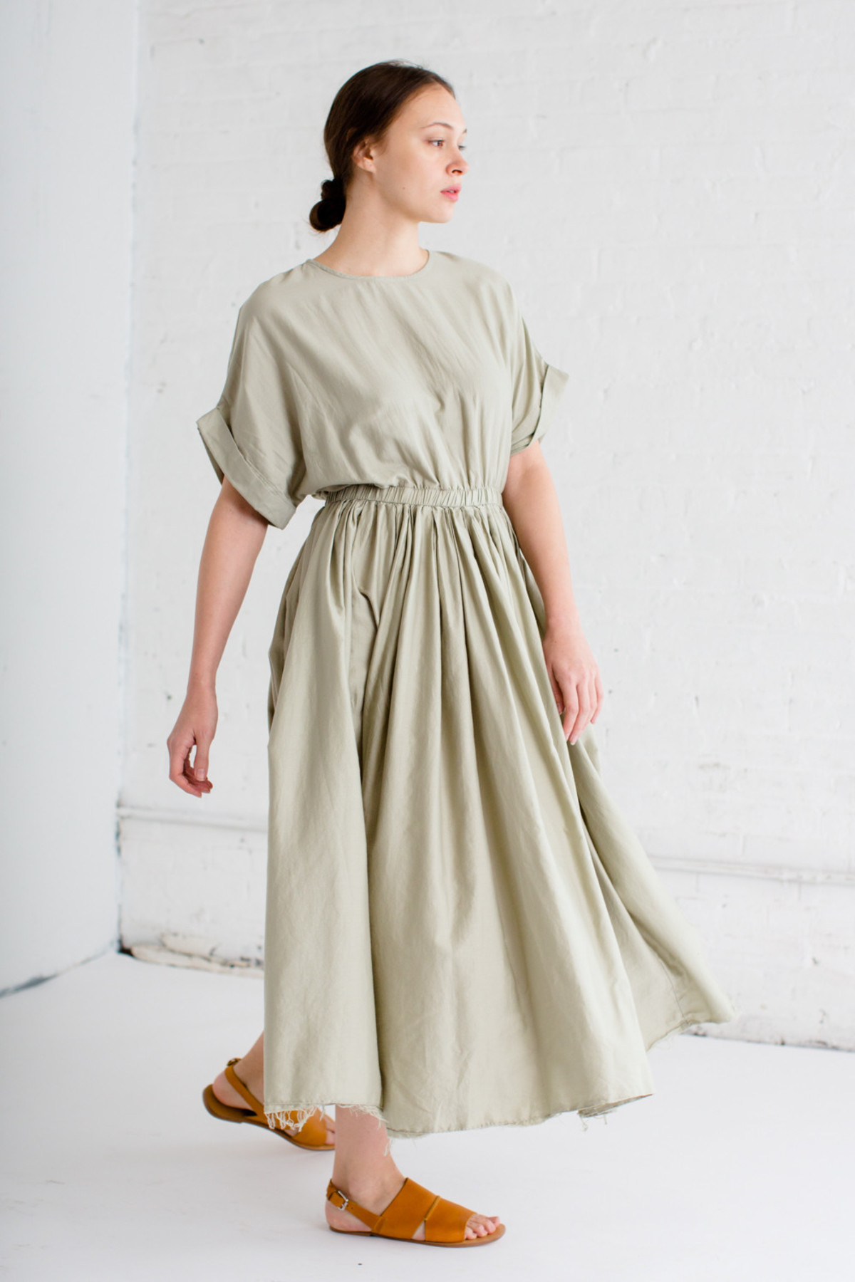 black crane pleats dress Pleated V-Neck Dress in Black