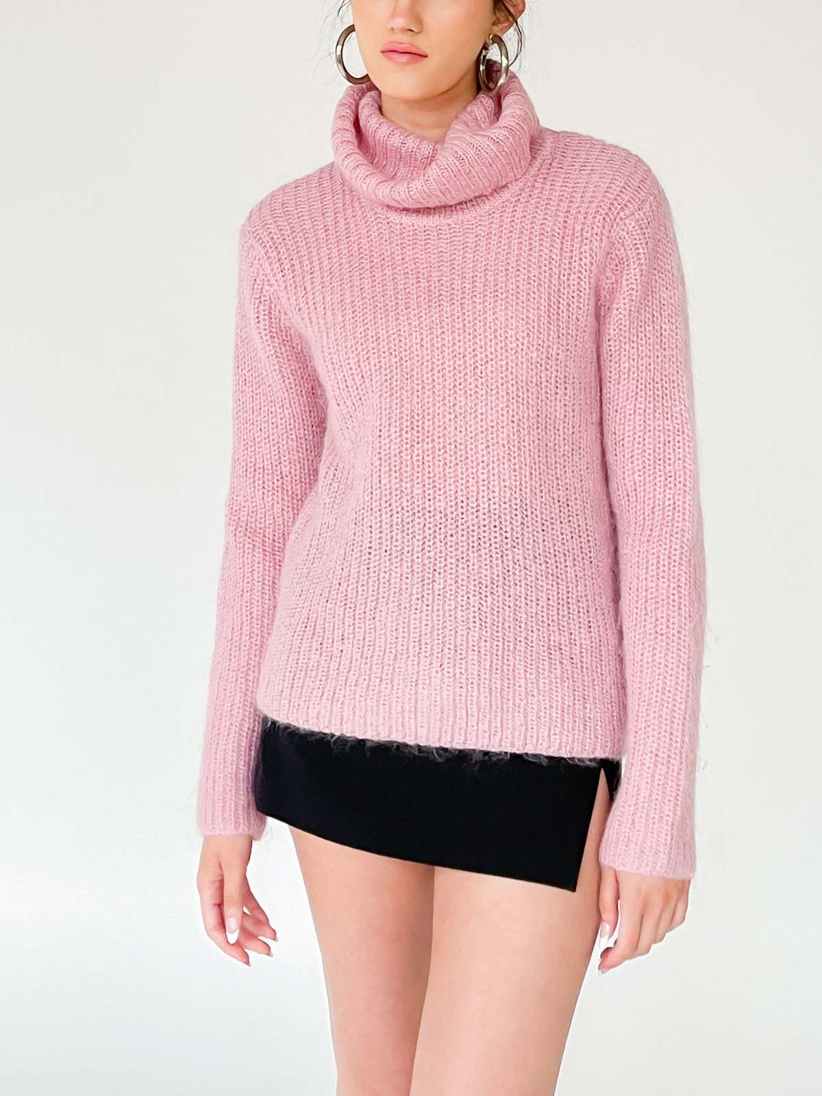 Vintage Mohair Turtleneck Sweater - Pink | Garmentory