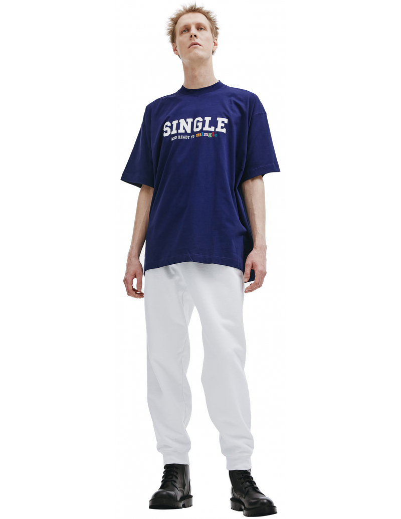 VETEMENTS Single Mingle Printed T-shirt - Navy Blue | Garmentory