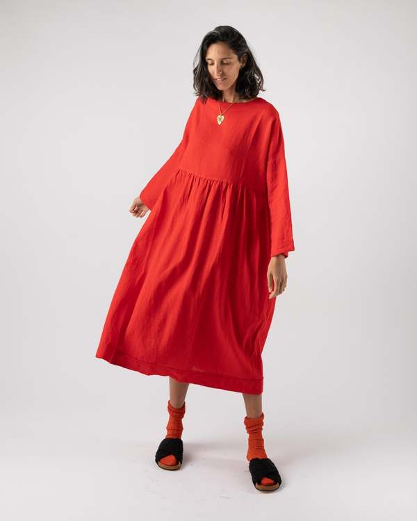 open lace back dress Red Tina Ribbed Detail Cotton Dress | Made In Italy