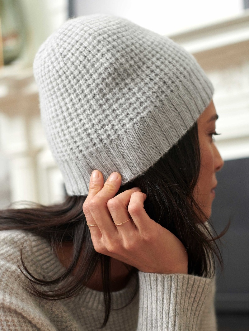 White + Warren Cashmere Waffle Beanie | Garmentory display picture 3