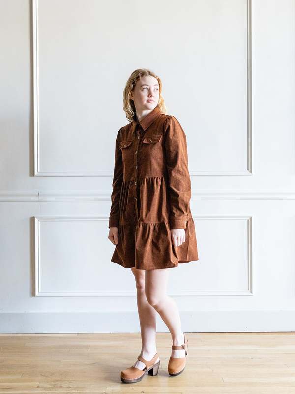 Hayden LA Corduroy Button Mini Dress - Brown | Garmentory