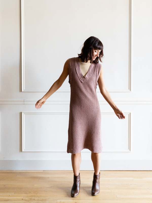 mauve knit dress Mauve Crochet Knit Dress – Lisalee Collections main image 0