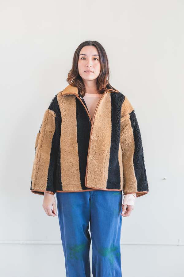 CAWLEY STUDIO AVIS SHEEPSKIN JACKET - BLACK/TAN | Garmentory