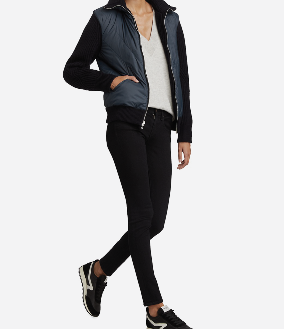 Rag & Bone Mikaela Zip Up Black/Navy Garmentory