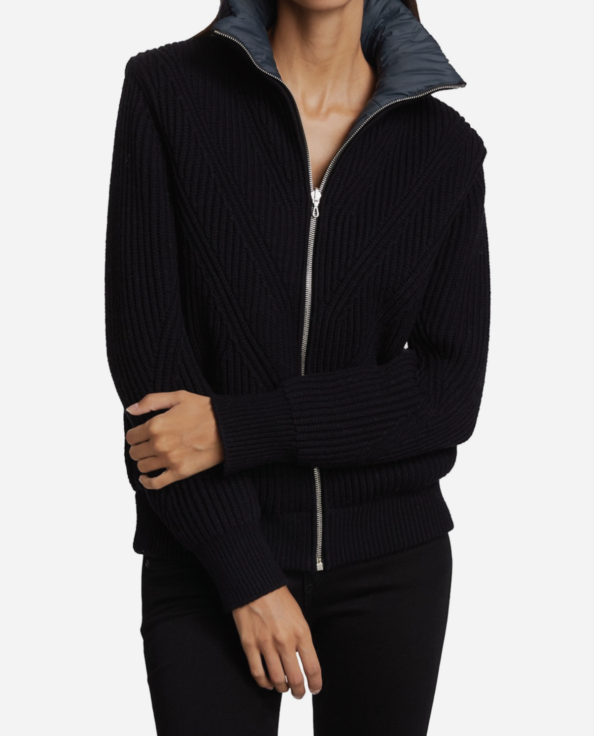 Rag & Bone Mikaela Zip Up Black/Navy Garmentory