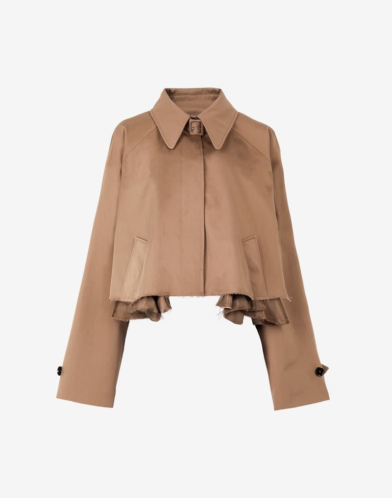 ★MM6 Maison Margiela★ Short trench jacket mud brown sand b MM6 Maison Margiela Cropped Trench Jacket - Bergdorf Goodman