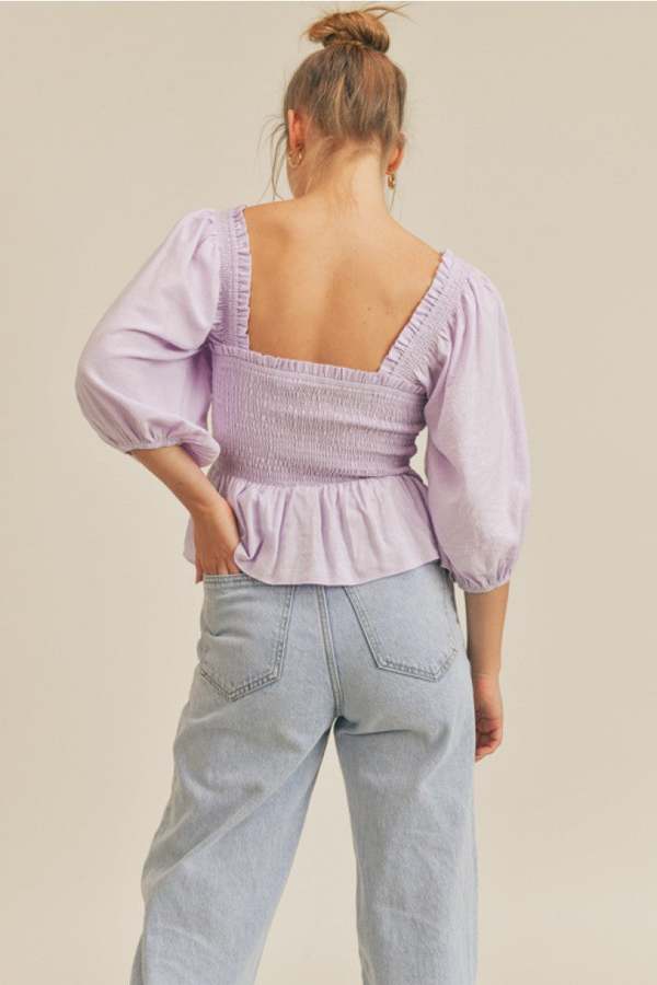 Piper Puff Sleeve Top Light Lilac