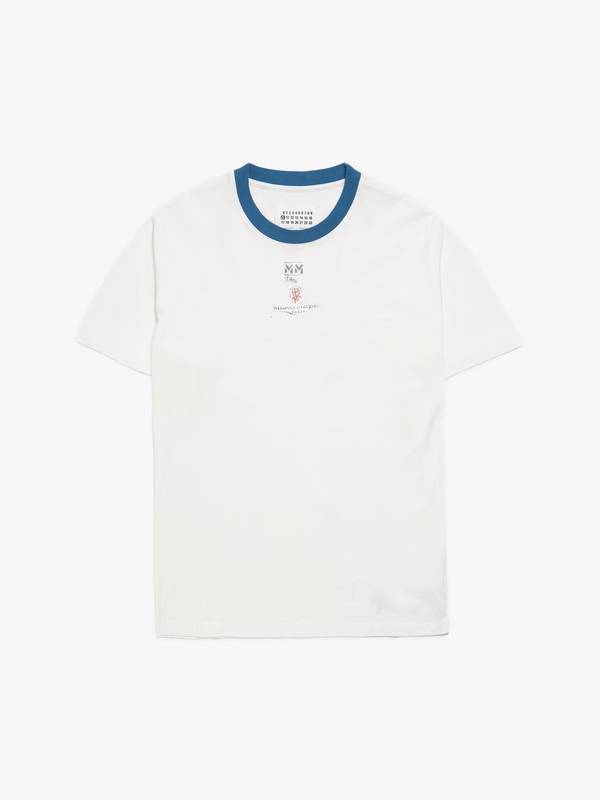 Maison Margiela Collar Logo Printed Cotton T-Shirt - White