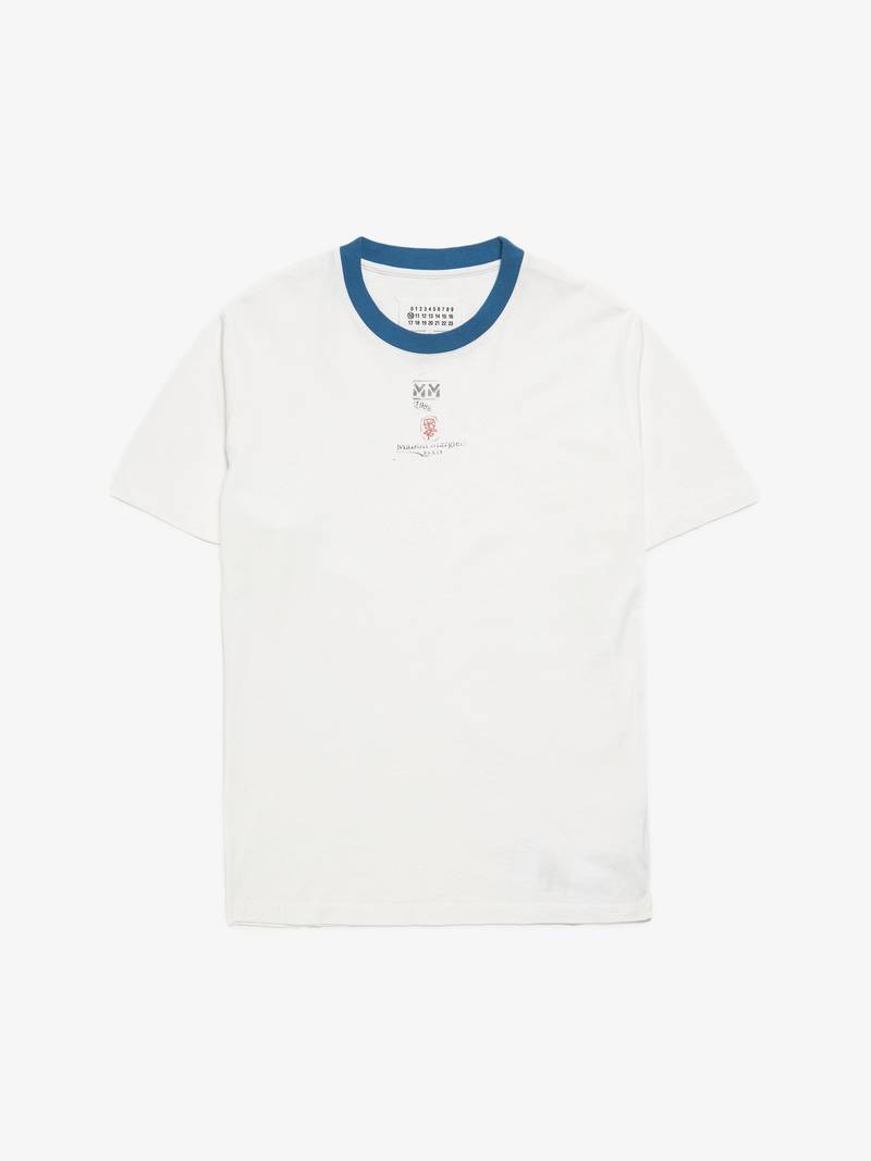 Maison Margiela Collar Logo Printed Cotton T-Shirt - White