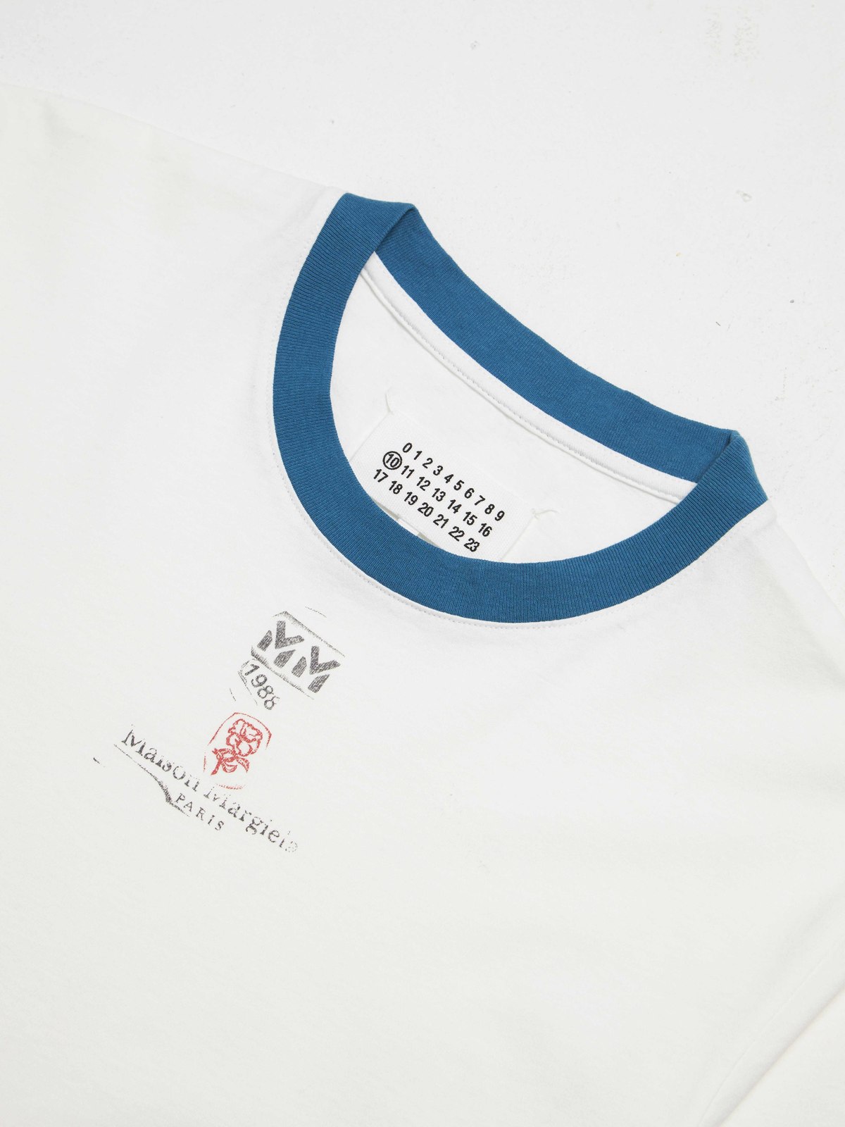 Maison Margiela Collar Logo Printed Cotton T-Shirt - White