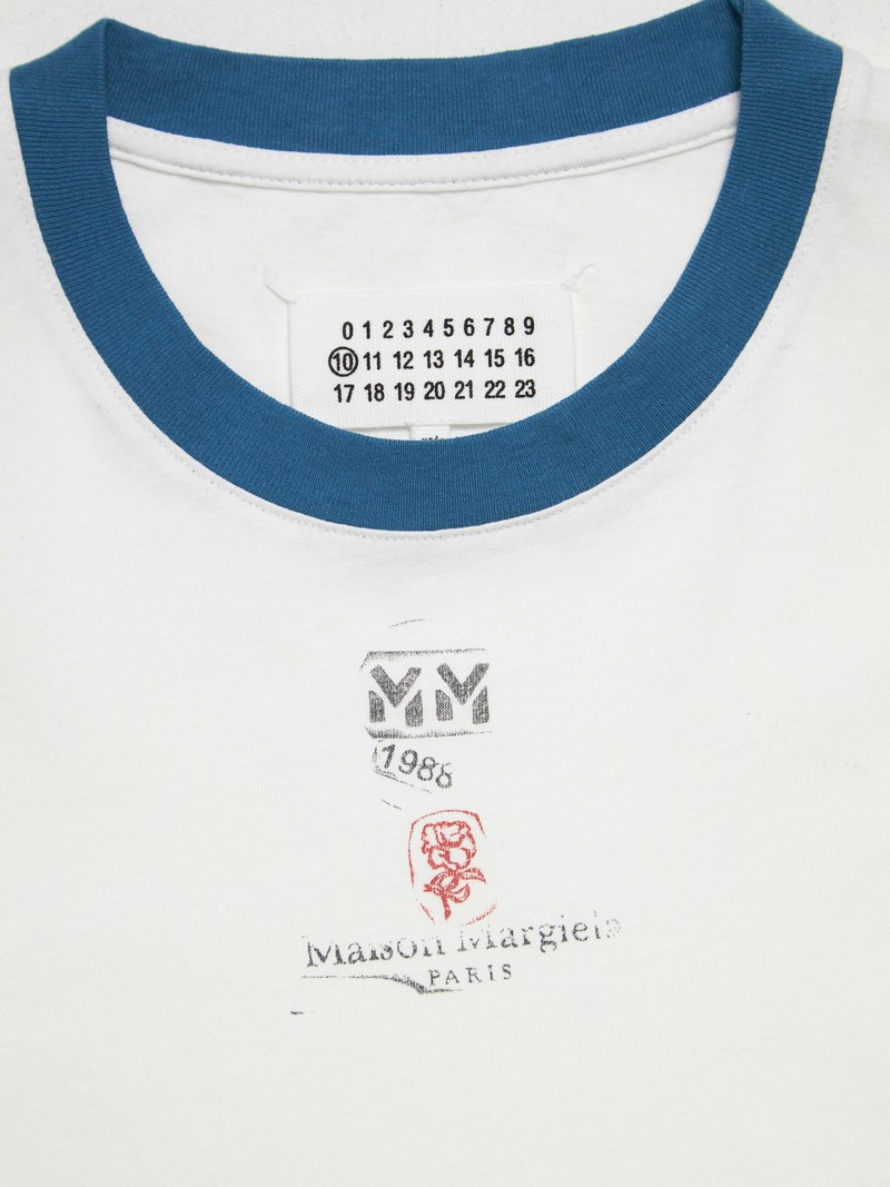 Maison Margiela Collar Logo Printed Cotton T-Shirt - White