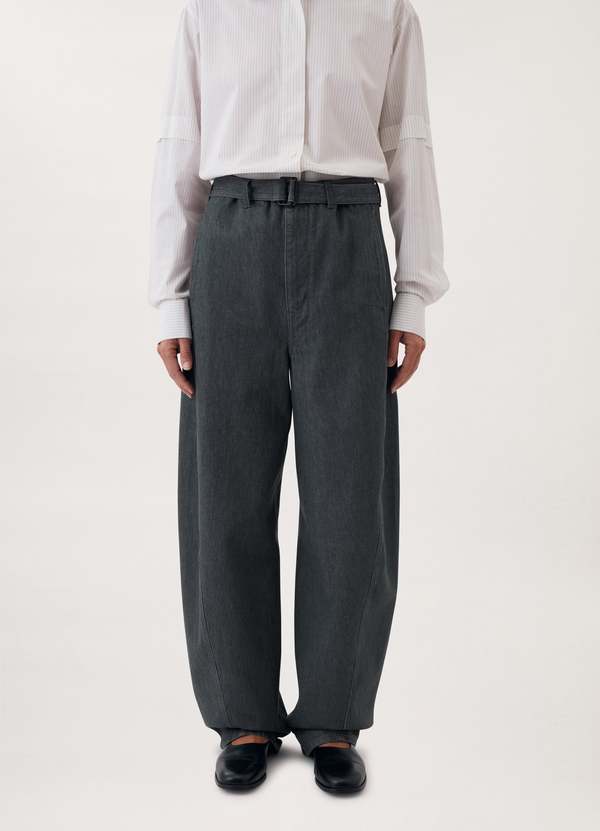 Lemaire Twisted Belted Pants - Denim Grey | Garmentory