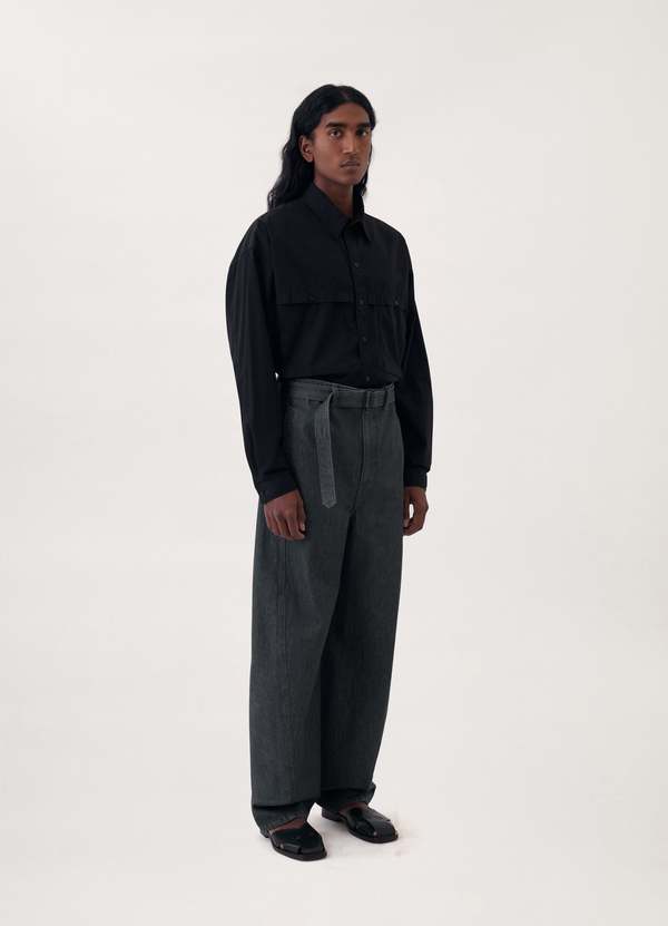Lemaire Twisted Belted Pants - Denim Grey | Garmentory