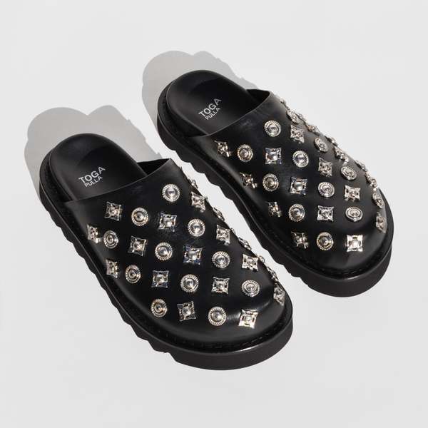 TOGA Black Studded Platform Clog Mules Toga Virilis Studded Clogs Black - Toga Shoes | UJNG main image 4