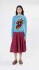 Marni Long Sleeve Recycled Cashmere with Flower Intarsia - Turquoise - Thumbnail 1