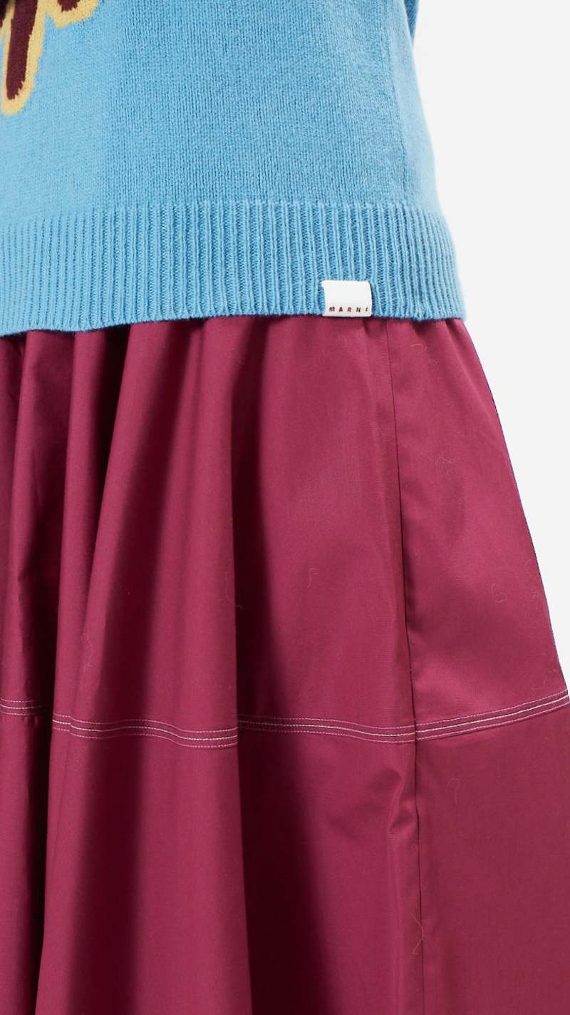 Marni Long Sleeve Recycled Cashmere with Flower Intarsia - Turquoise