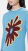 Marni Long Sleeve Recycled Cashmere with Flower Intarsia - Turquoise - Thumbnail 5