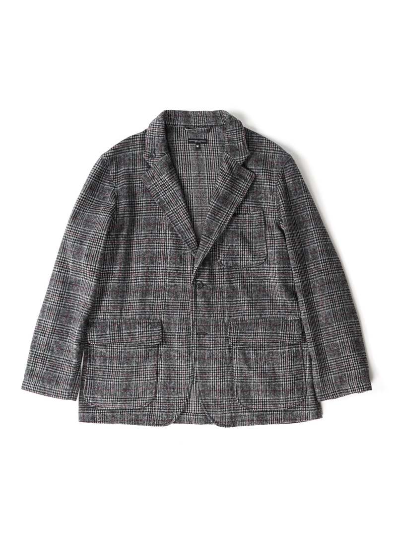 Engineered Garments Poly Wool Loiter Jacket - Grey/Maroon Glen 
